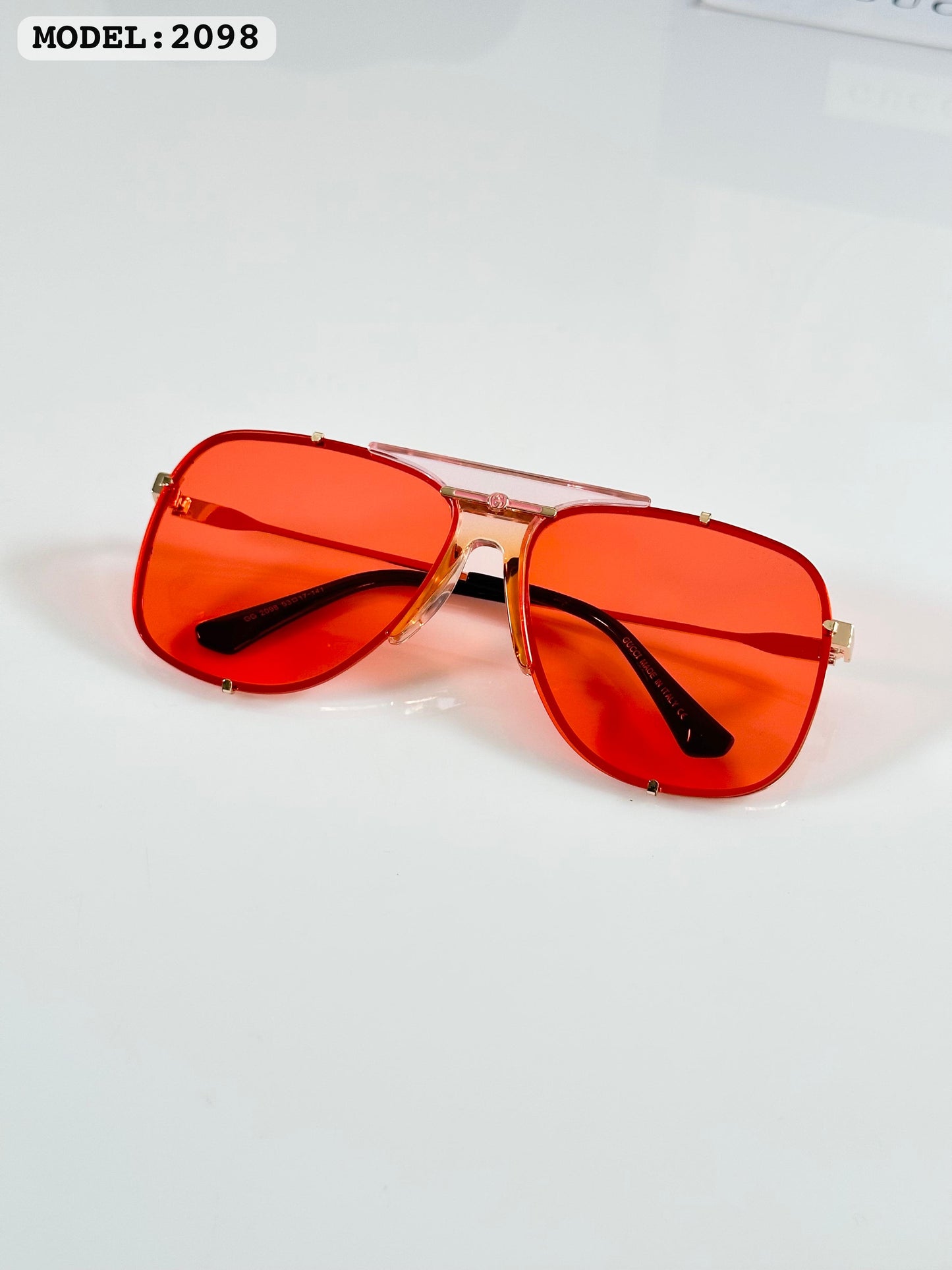 Gucci Gold Red (2098) Sunglass With Og Kit And Box Packing