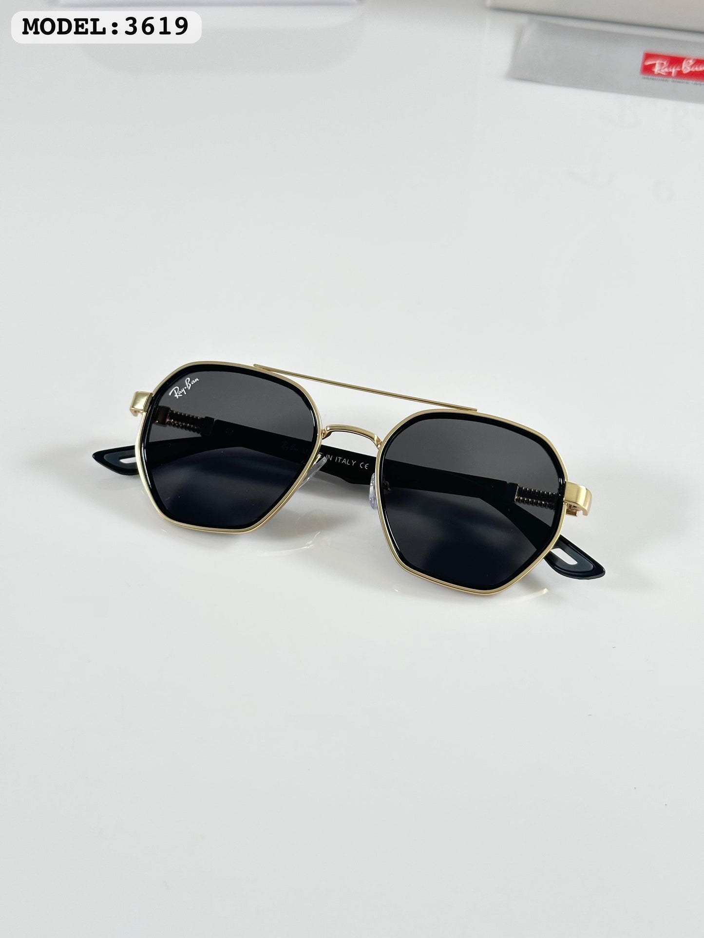 Rayban Gold Black (3619) Sunglass With Og Kit And Box Packing