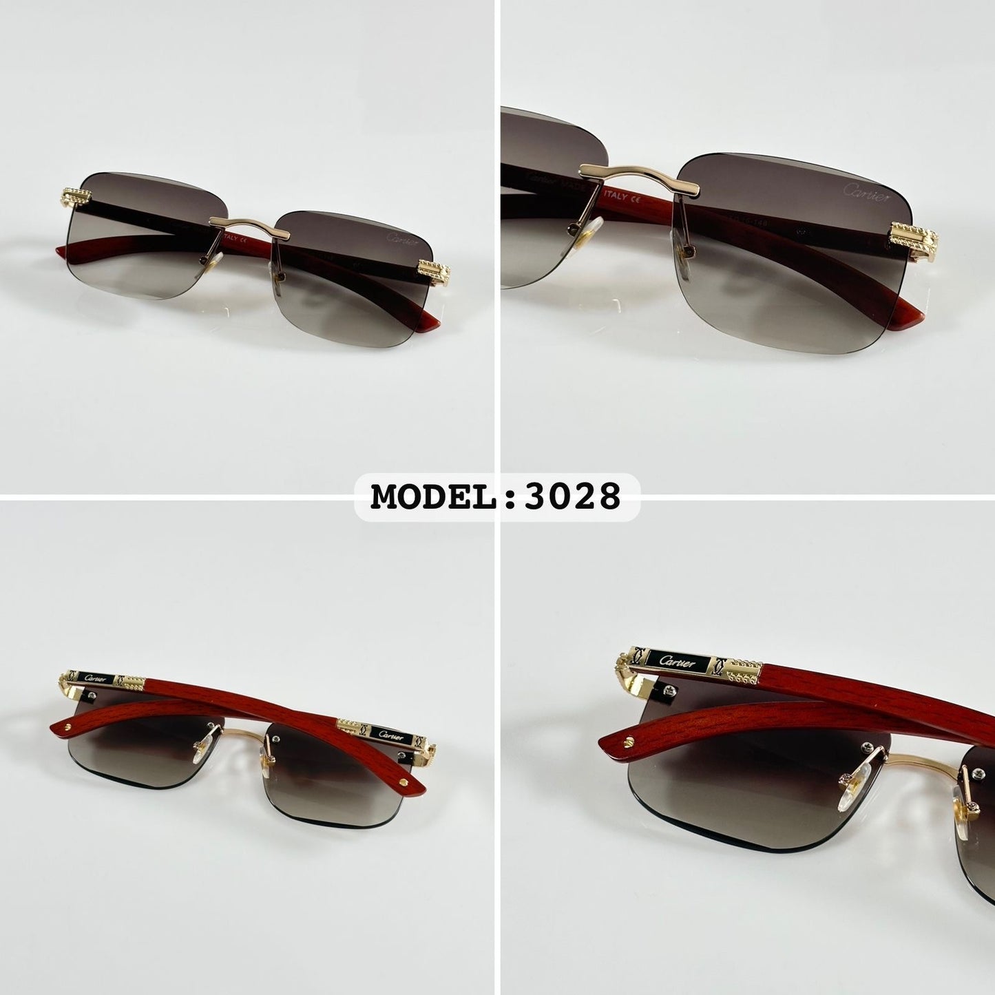 Cartier Gold Brown (3028) Sunglass With Og Box and Packing