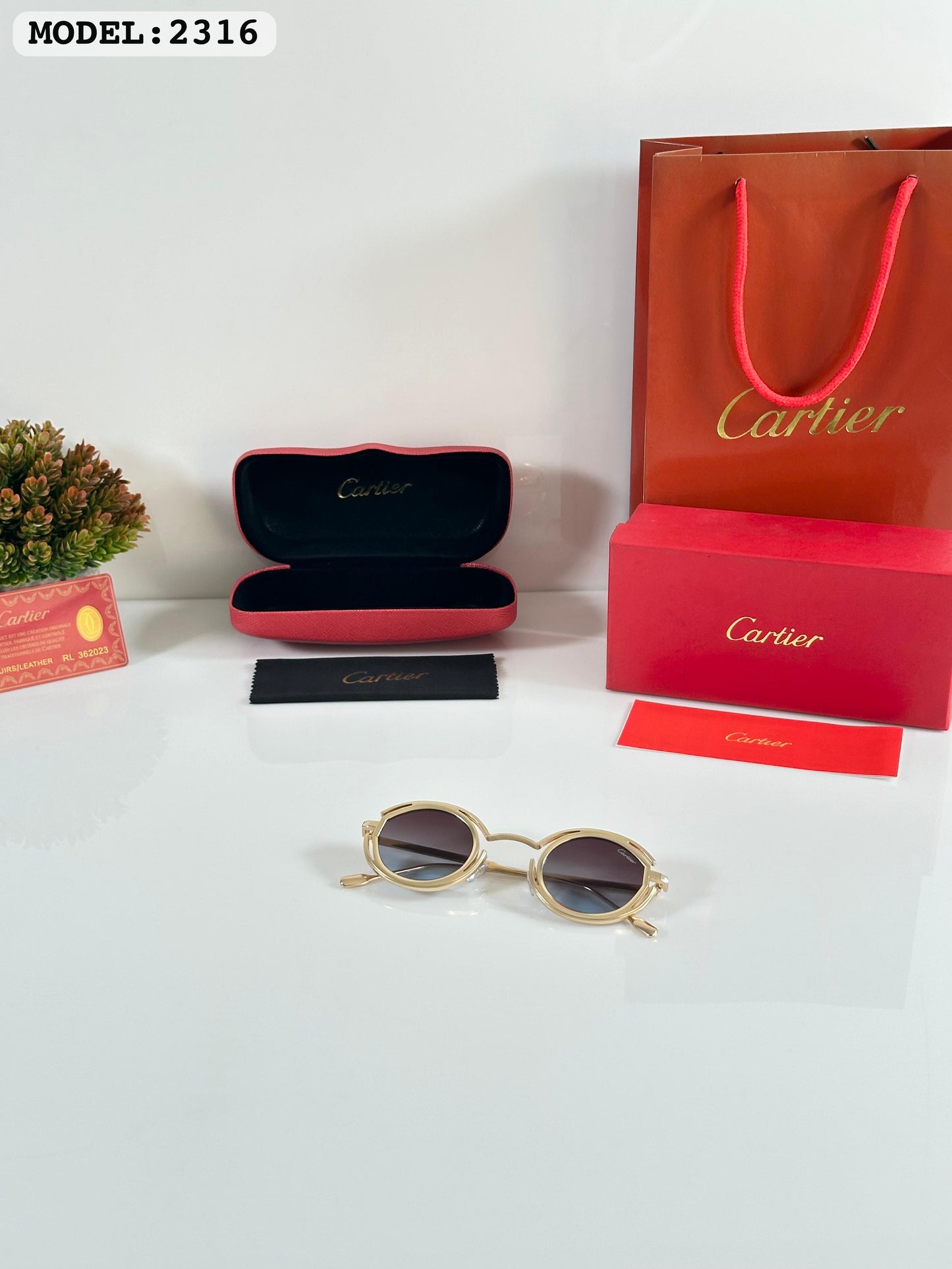 Cartier Gold Blue (2316) Sunglass With Og Kit And Packing