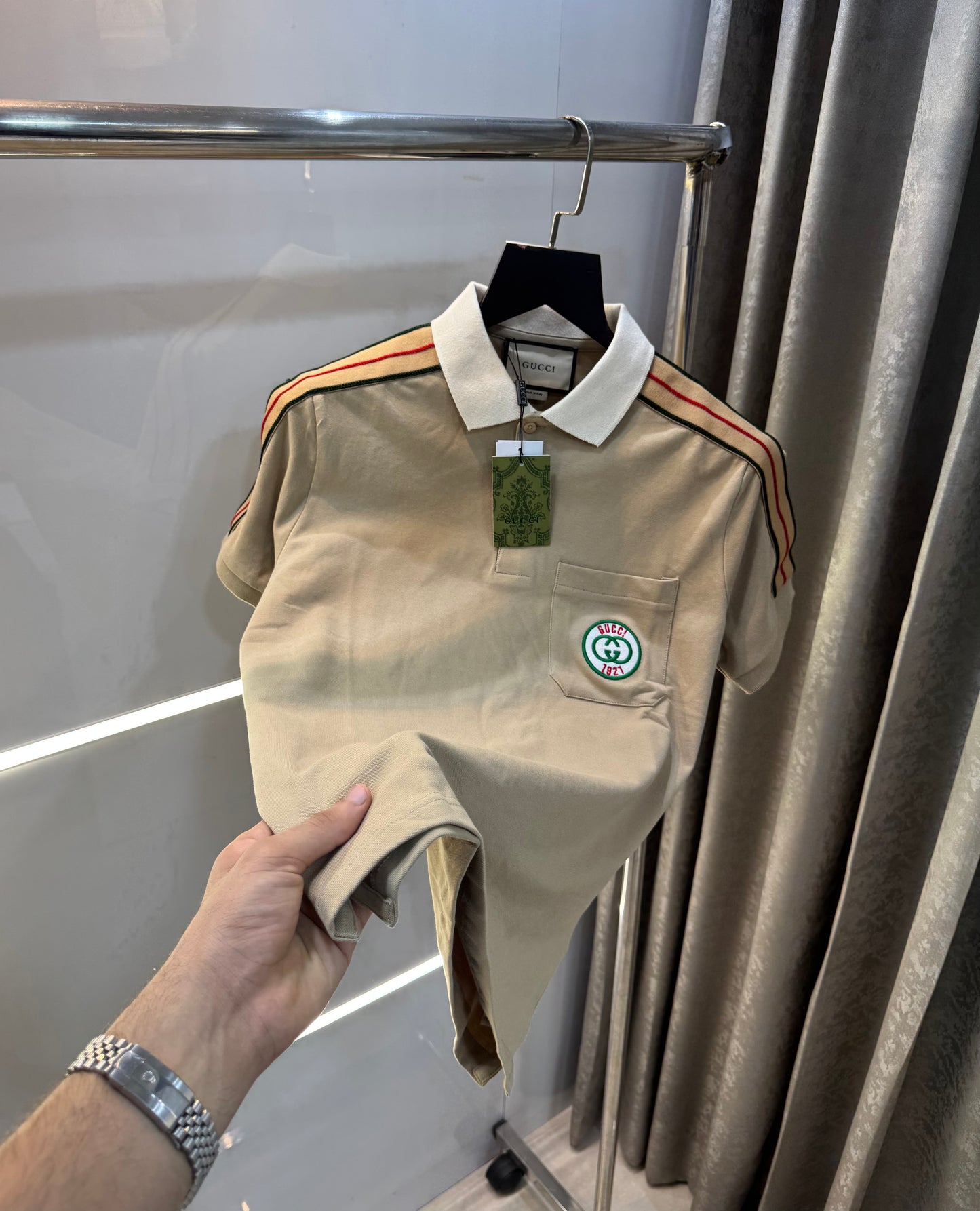 Gucci Beige Premium Smart Fit Polo T-Shirt