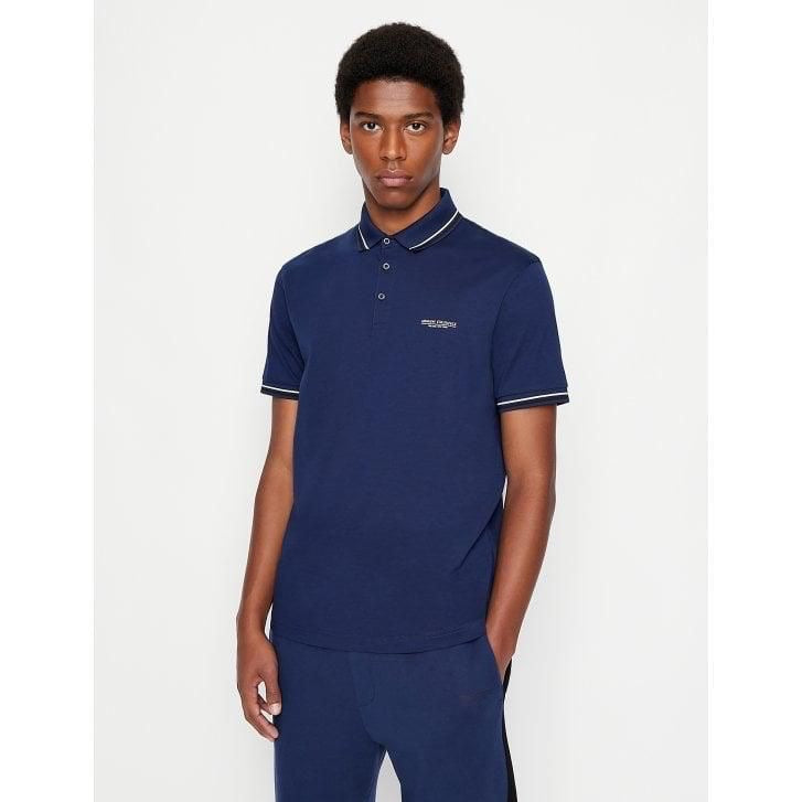 Armani Exchange Petrol Blue Premium Smart Fit Polo T-Shirt