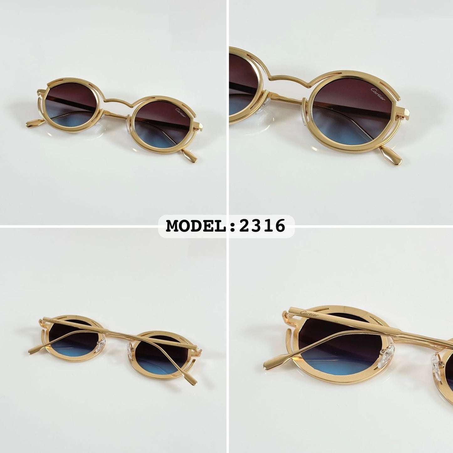 Cartier Gold Blue (2316) Sunglass With Og Kit And Packing