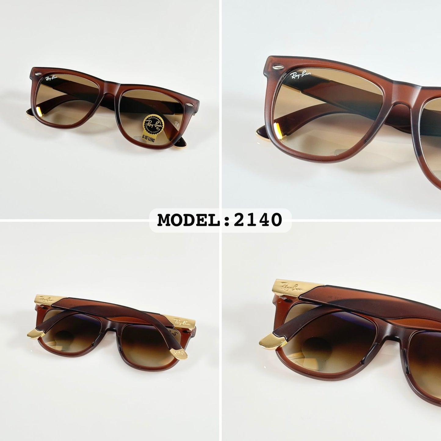 Rayban Gold Brown DC {GLASS} - (2140) Sunglass With Og Kit And Packing