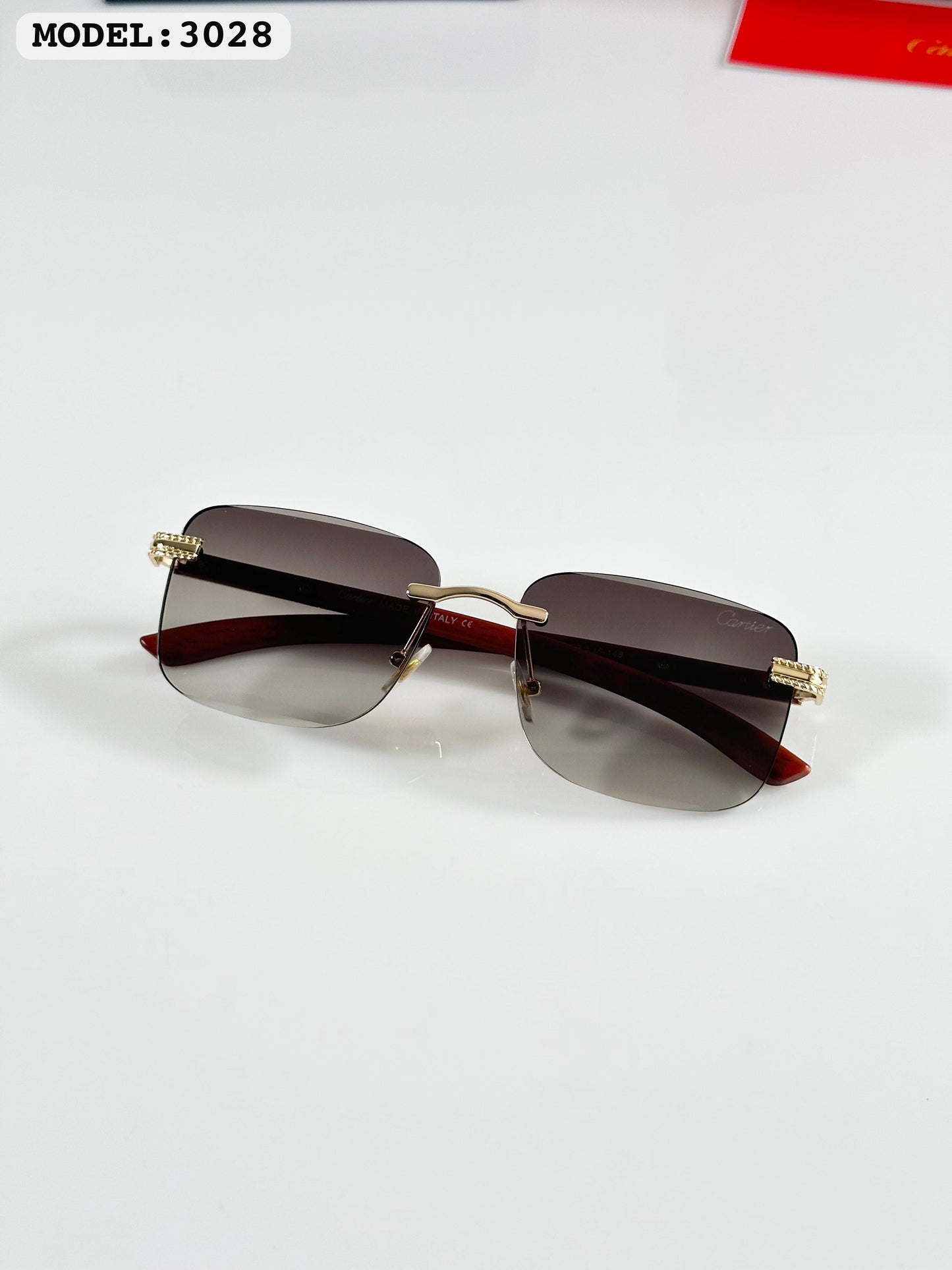 Cartier Gold Brown (3028) Sunglass With Og Box and Packing