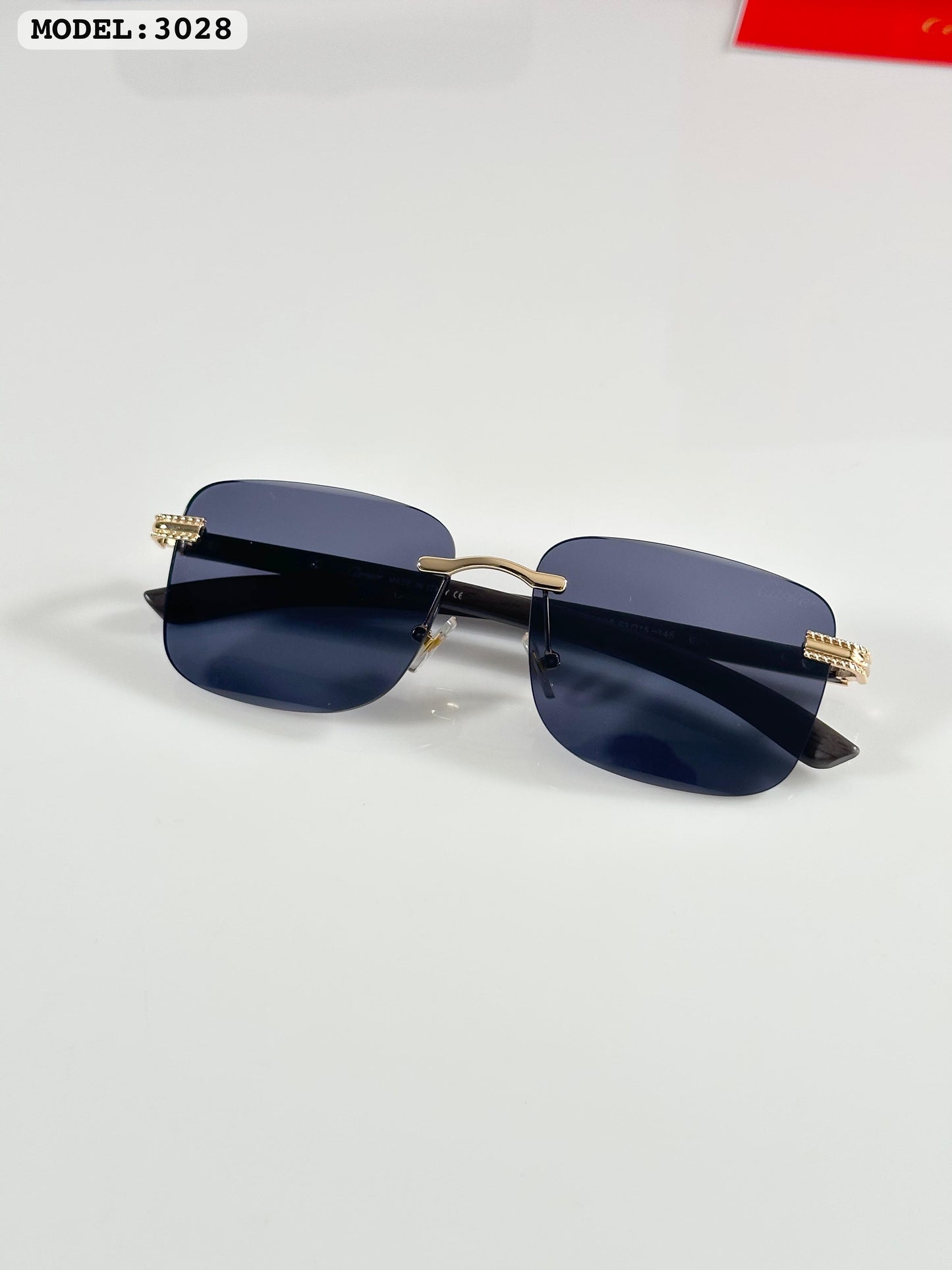 Cartier Gold Black (3028) Sunglass With Og Box and Packing