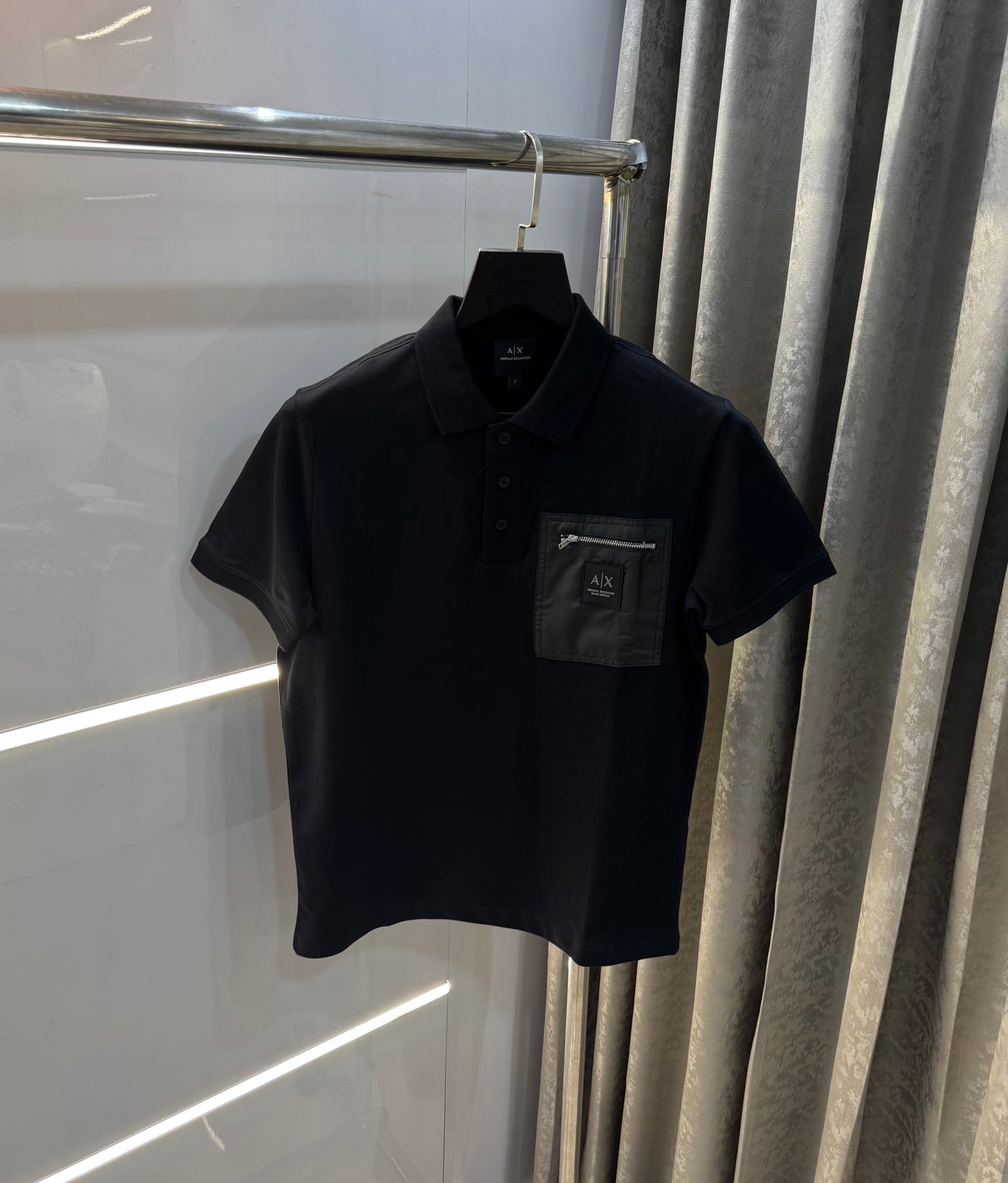 Armani Exchange Black Premium Smart Fit Polo T-Shirt