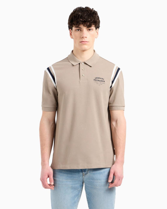 Armani Exchange Beige Premium Smart Fit Polo T-Shirt