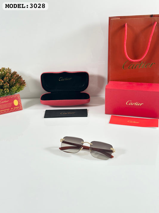 Cartier Gold Brown (3028) Sunglass With Og Box and Packing