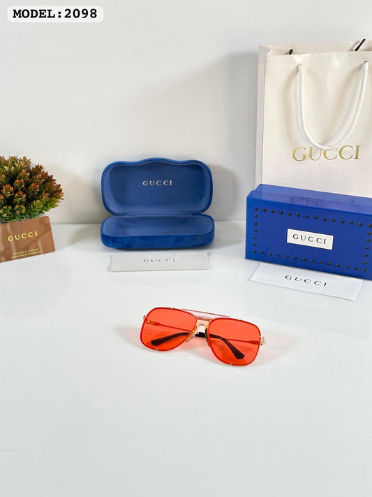 Gucci Gold Red (2098) Sunglass With Og Kit And Box Packing
