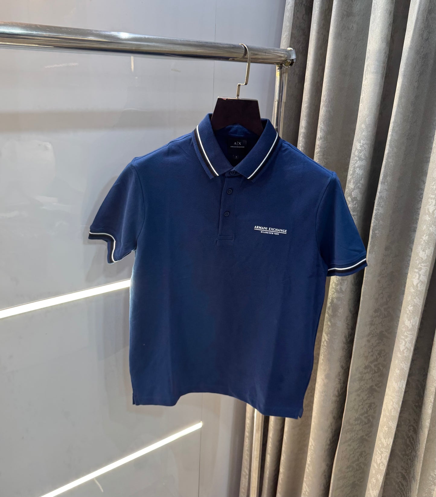 Armani Exchange Petrol Blue Premium Smart Fit Polo T-Shirt