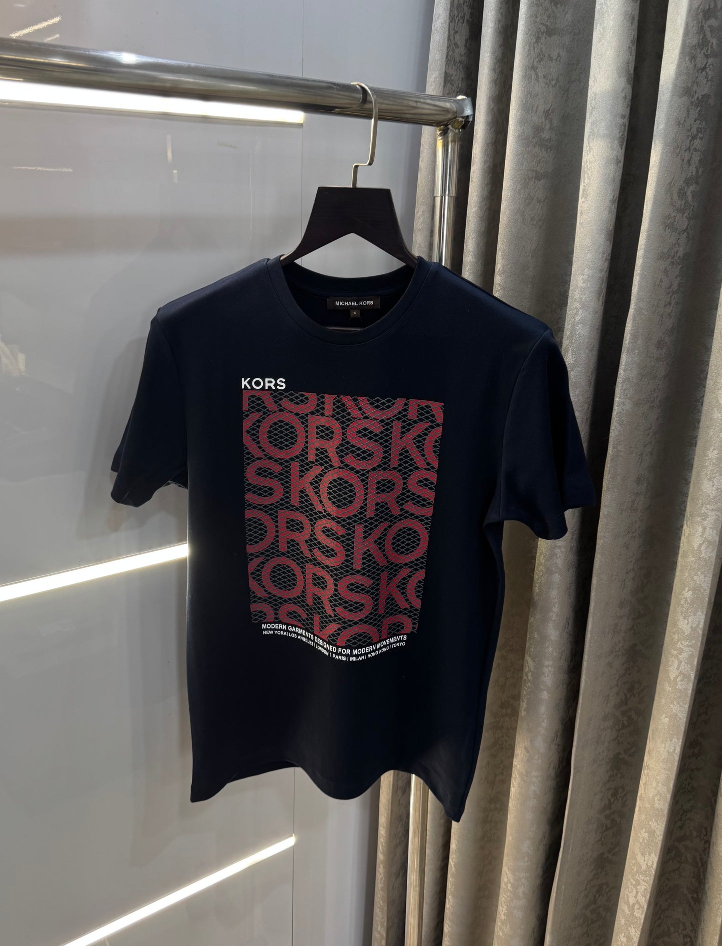 Michael Kors Navy Blue Logo Print Premium Smart Fit T-Shirt