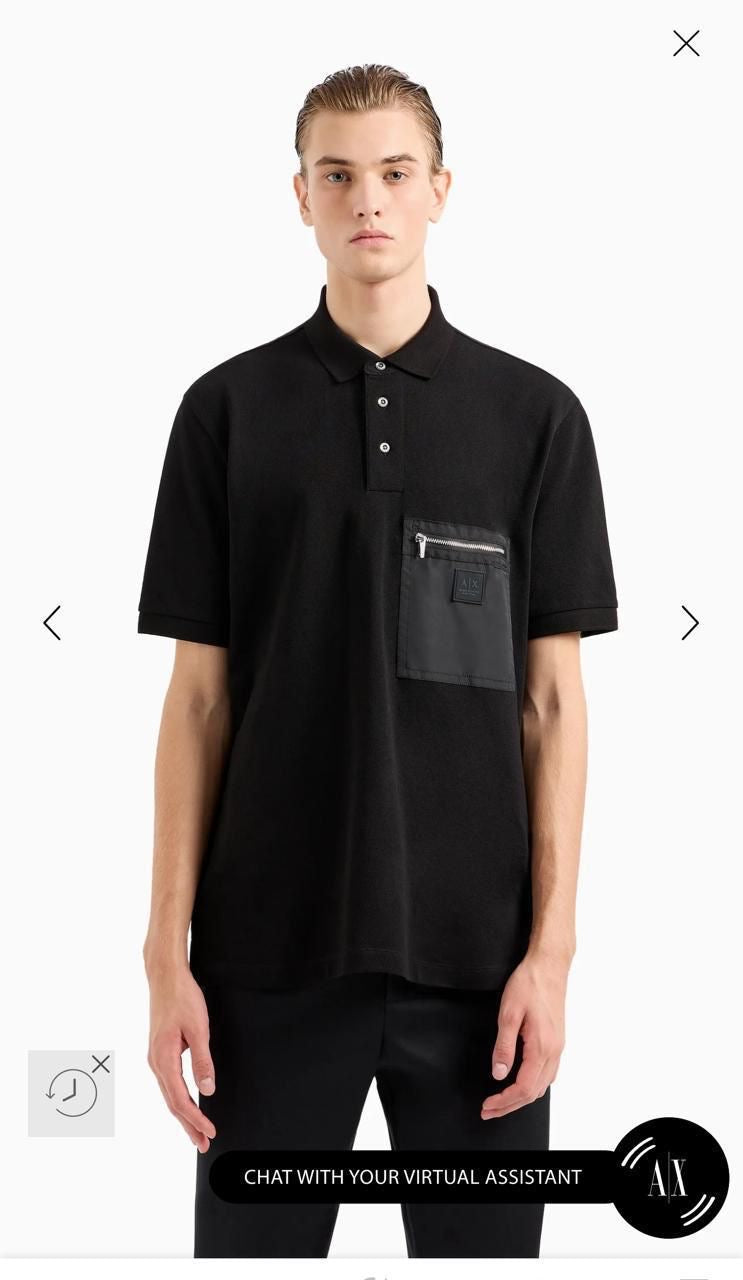 Armani Exchange Black Premium Smart Fit Polo T-Shirt