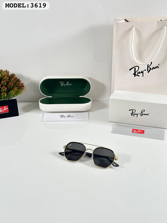 Rayban Gold Black (3619) Sunglass With Og Kit And Box Packing