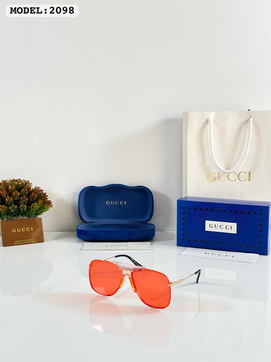 Gucci Gold Red (2098) Sunglass With Og Kit And Box Packing