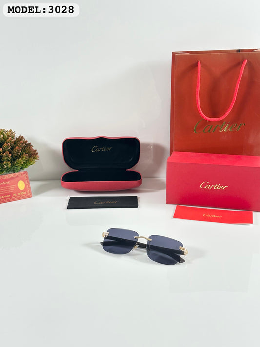 Cartier Gold Black (3028) Sunglass With Og Box and Packing