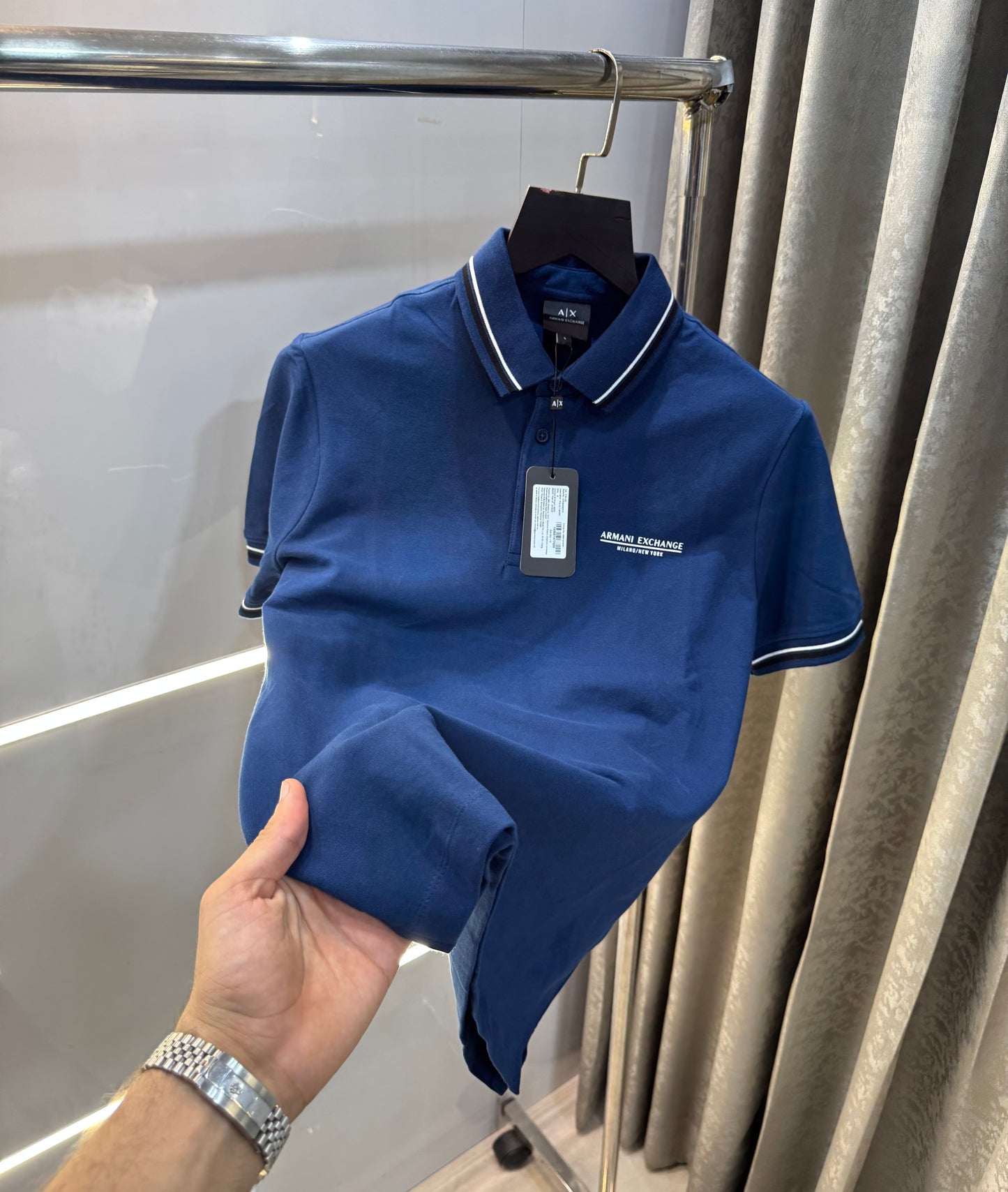 Armani Exchange Petrol Blue Premium Smart Fit Polo T-Shirt