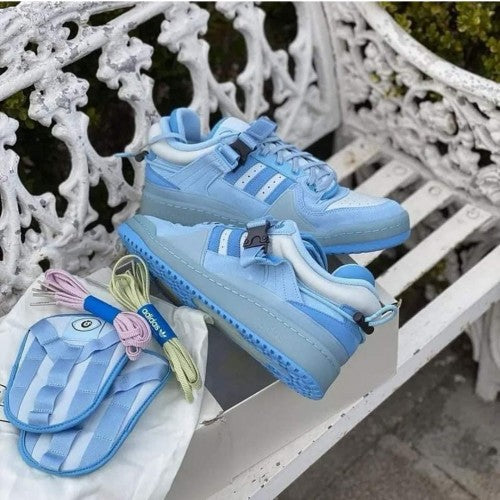 Adidas x Bad Bunny Forum Buckle Low "Blue Tint" With Extra Laces, Soft Cover and Og Box Packing