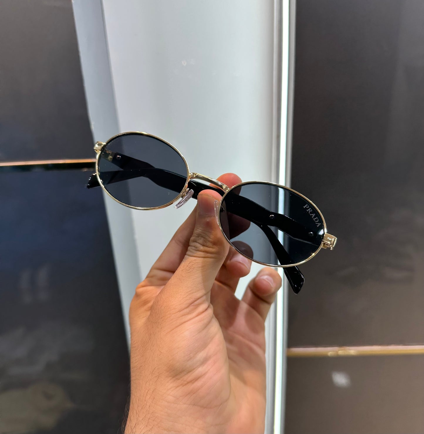 Prada Milano Black Gold Luxury Shade With Original Packing Store Article