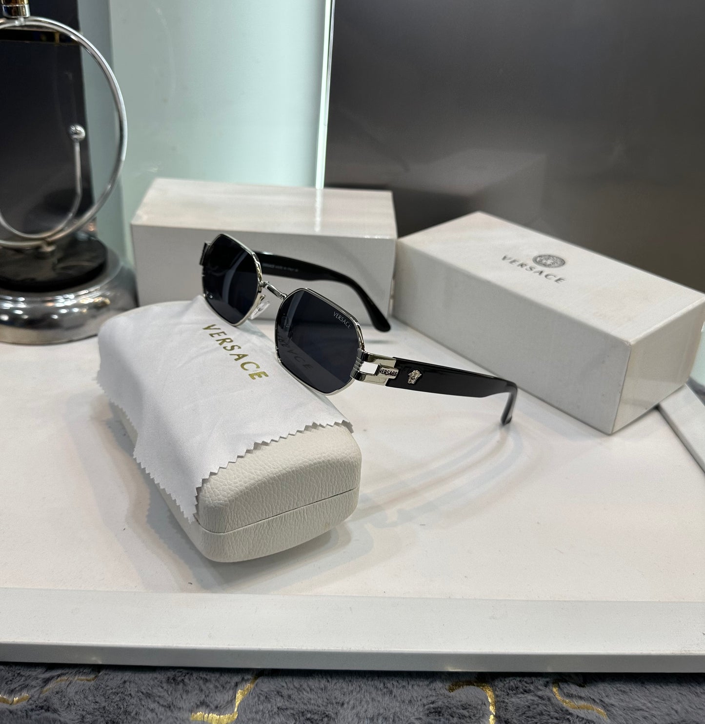 Versace Black Silver Allu arjun Edition Luxury Shade With Original Packing